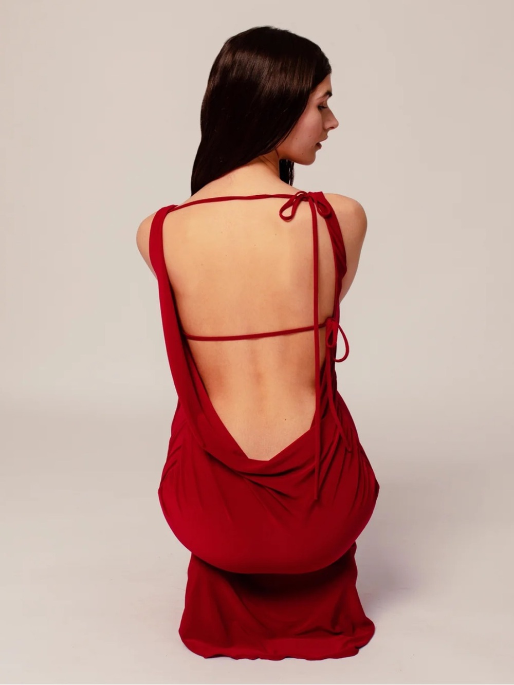 Holland Clara backless dress in dark cherry size xs